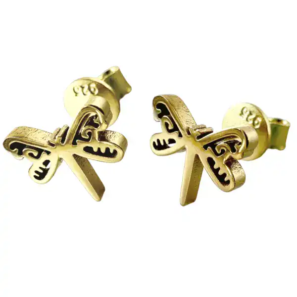 18K Gold Plated Titanium Steel Dragonfly Stud Earring