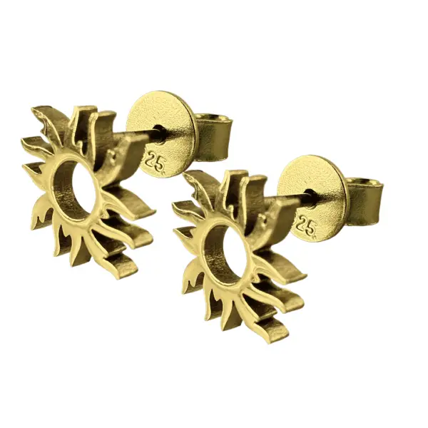 18K Gold Plated Titanium Steel Sun Stud Earring