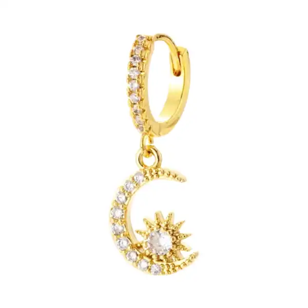Sterling Silver Dainty Moon And Star Drop Earring