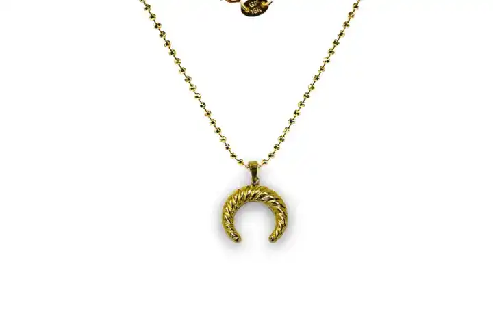 Golden Descending Moon Charm Necklace Keira K