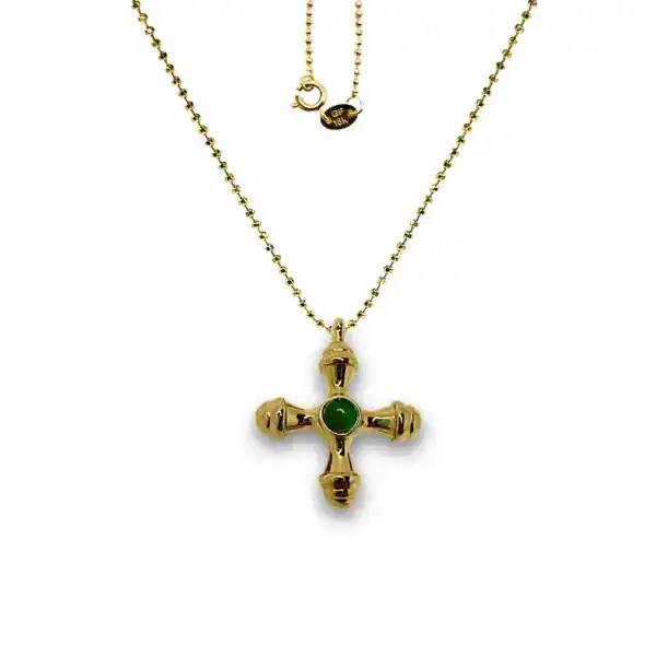 Golden Jade Spirit Cross Charm Necklace Keira K