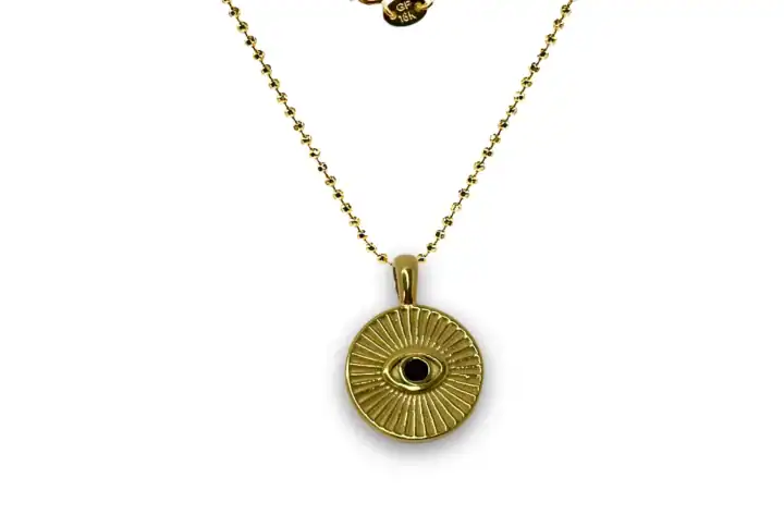 Golden Obsidian Eye Charm Necklace Keira K
