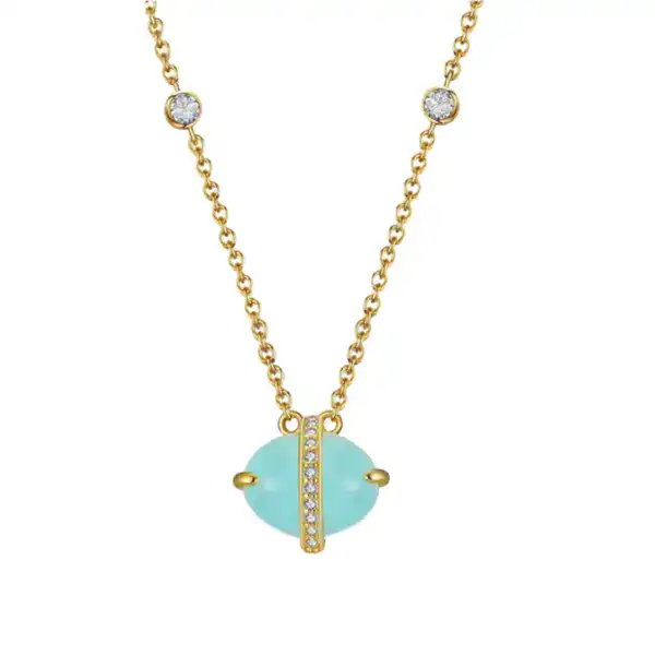 Aquamarine Oval Moon Necklace