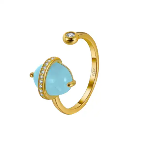 Aquamarine Oval Moon Ring
