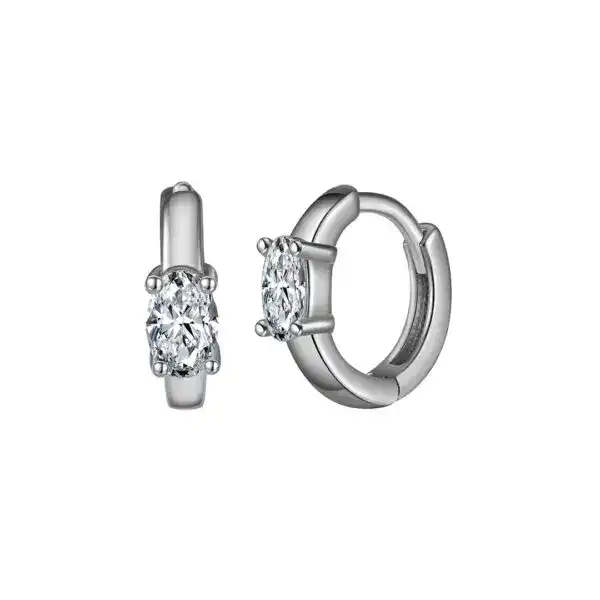 Cosmic Moissanite Silver Huggies Earrings Keira K