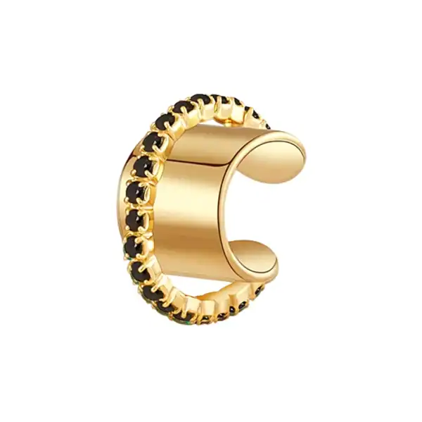 Gold Ear Cuff With Black Onyx Stones Keira K 2