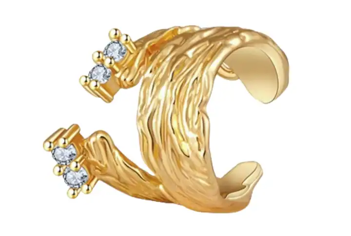 Gold Ear Cuff With Natural Zircons Keira K