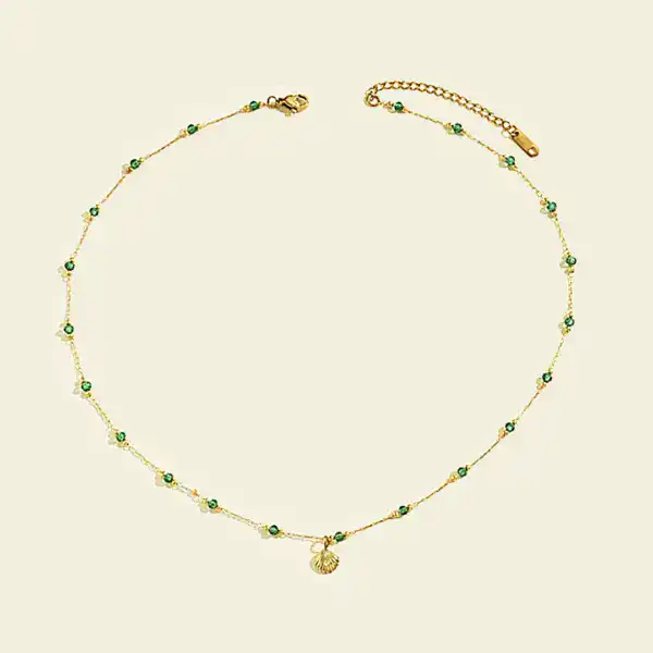 Green Shell Zircon Necklace Keira K