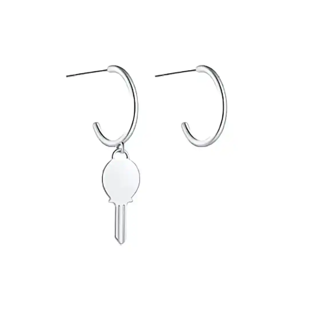 Luxury Plated Hoop Earrings With Key Charm-Keira K Jewellery