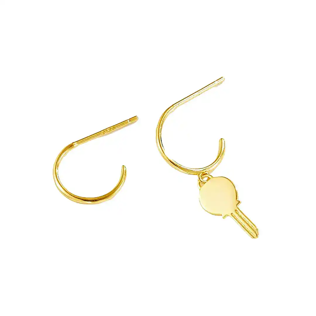 Luxury gold hoop earrings with key charm-Keira K Jewellery
