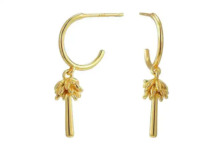 18K Gold-Plated Coconut Pendant Stud Earrings
