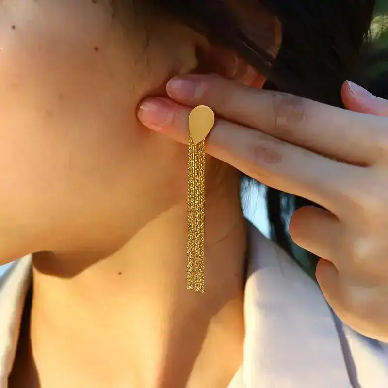 1-Piece-Vintage-Style-Simple-Style-Geometric-Tassel-Plating-304-Stainless-Steel-18K-Gold-Plated-Earrings-1