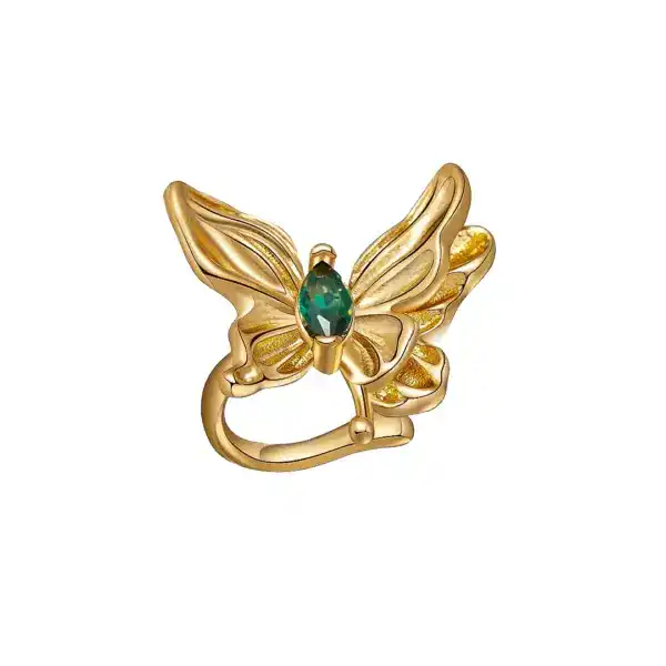 Butterfly Ear Cuff With Green Zircons Keira K