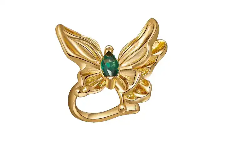 Butterfly Ear Cuff With Green Zircons Keira K