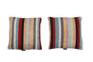 Elde Dokunmuş Çizgili Kilim Yastık