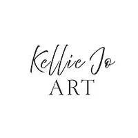 Kellie Jo Art logo white with black letters for header