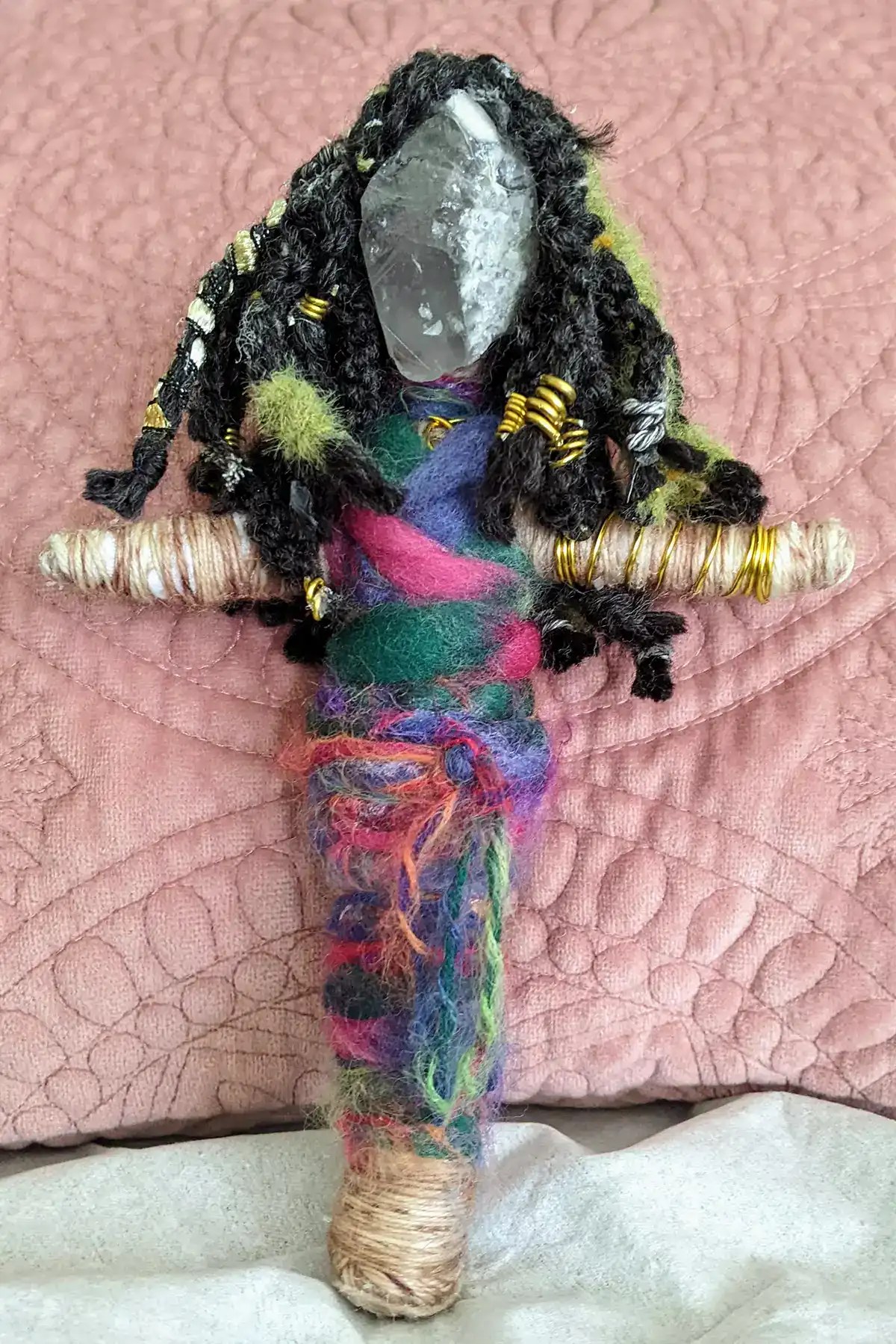 Front of 6 inch customizable You-Do-You Voodoo™ Art Doll #1 on pink