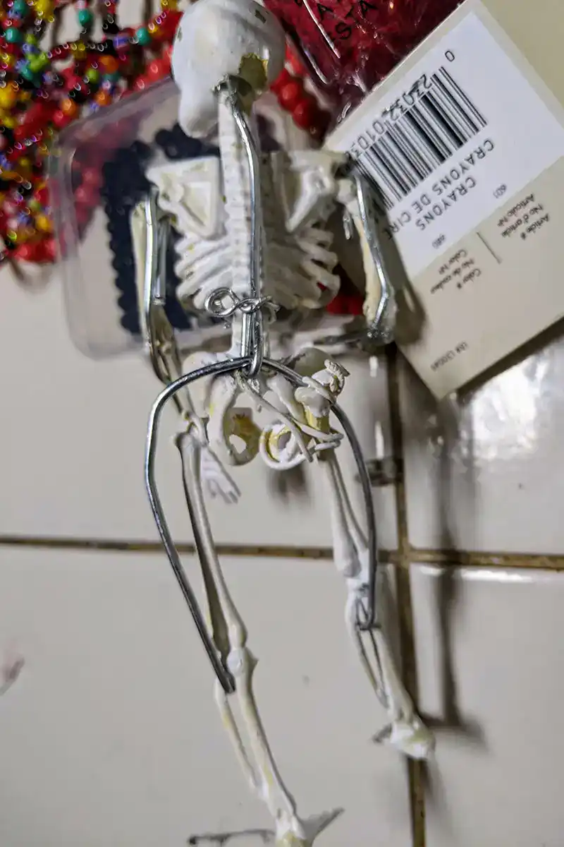 Showing armature and re-configuration of the garland skeleton before dressing.