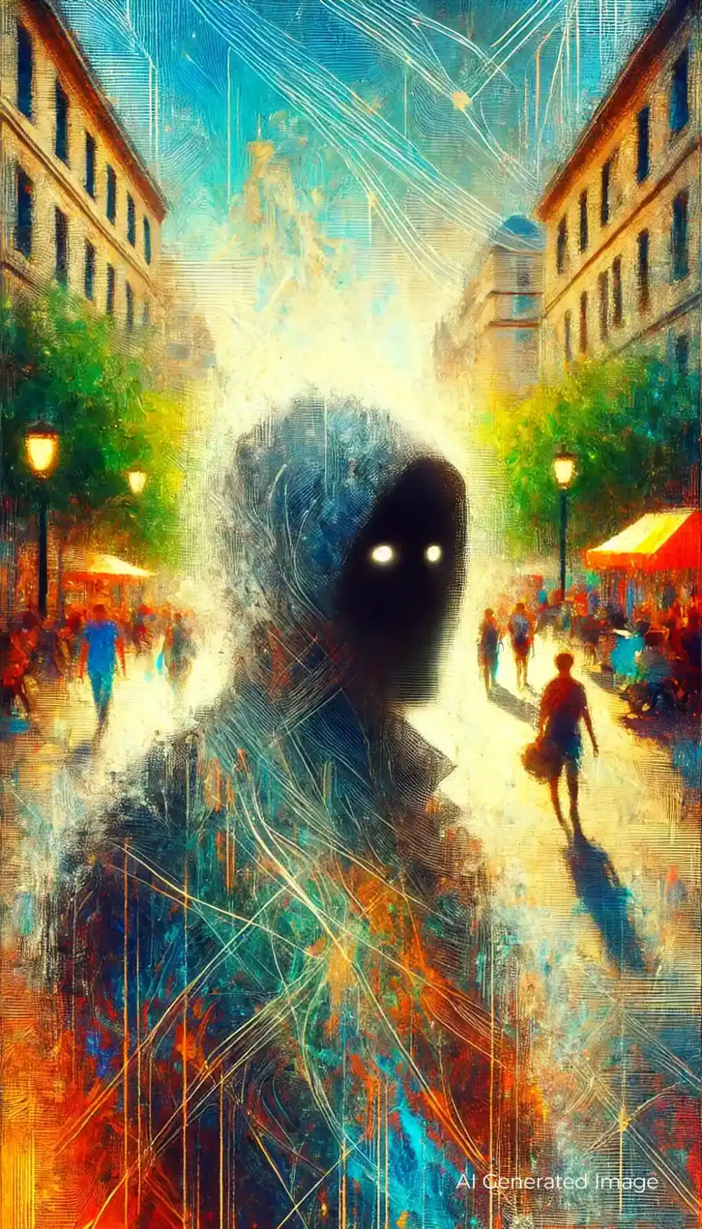 A depiction of the shadow self appearing in plain sight, showing that shadow work can lead to interesting discoveries; Image is AI generated
