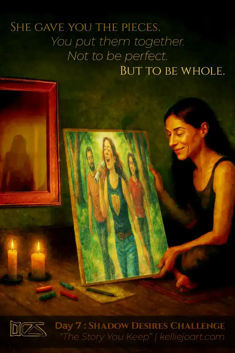 The end of the shadow shows our heroine telling herself a better story as the shadow leaves the room. But don't worry. Our Shadow will never really leave.