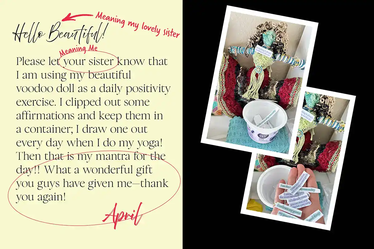 A testimonial for the use and value of a You-Do-You Voodoo™ art doll named Roberta.