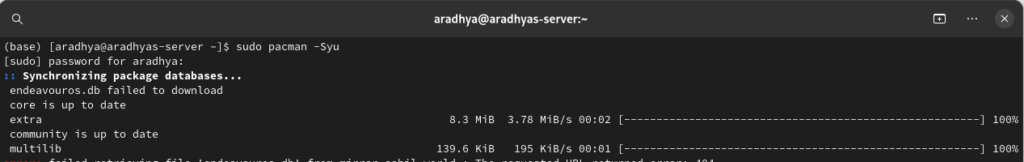 Updating the system packages