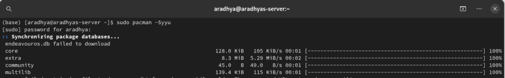 This command refreshes package databases and upgrades the system, tackling dependency issues.
