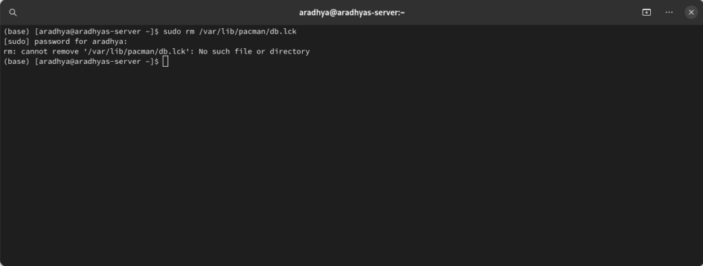Troubleshooting a pacman lock issue