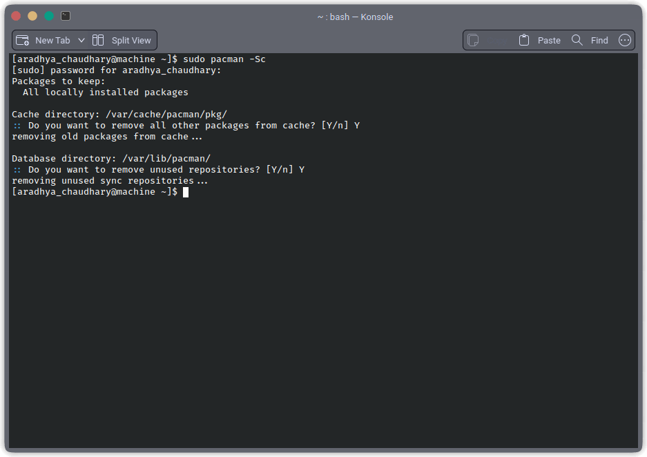 Cleaning up the system cache.