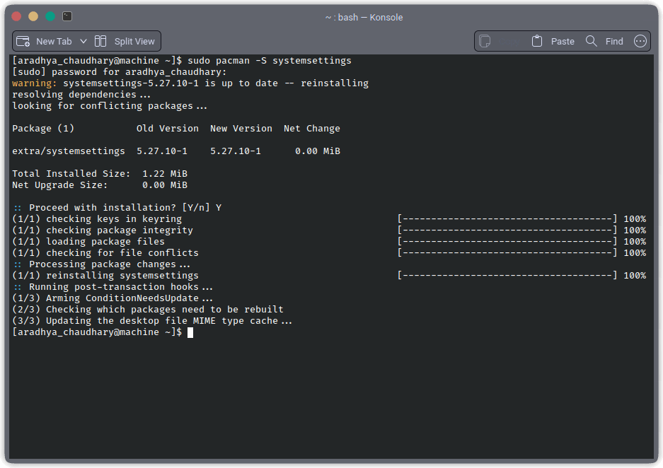 Default KDE system settings