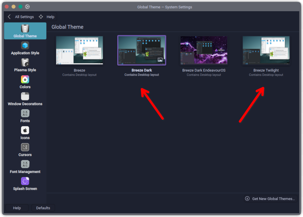 Choosing theme