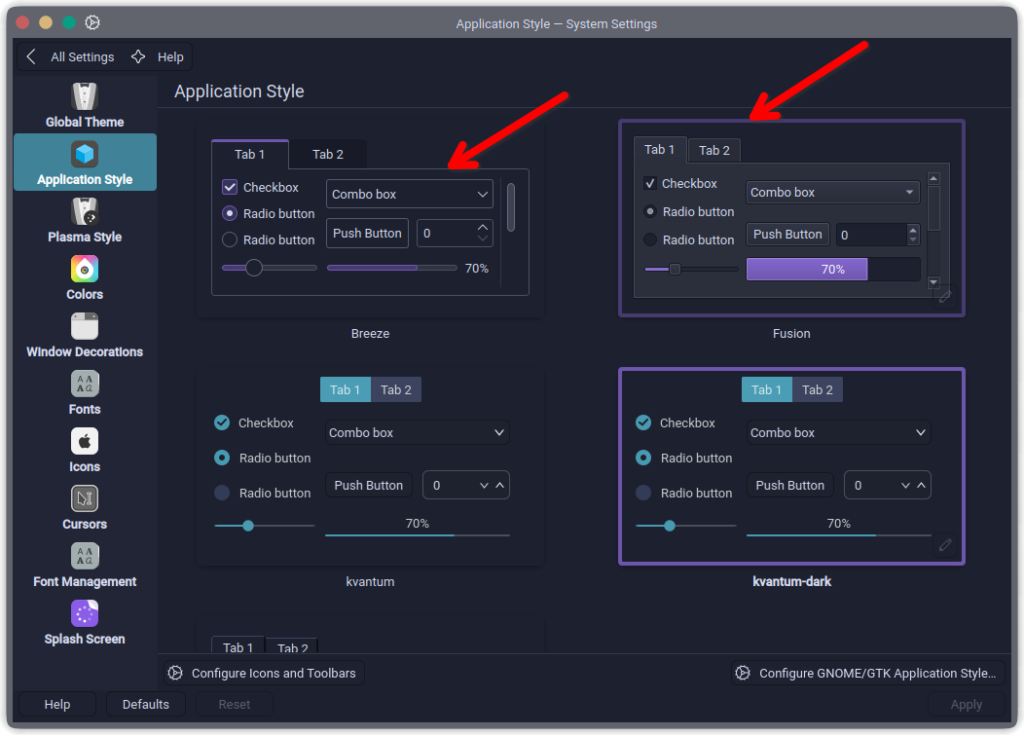 Choosing application style. 