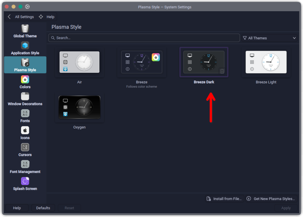 Choosing KDE Plasma Style 