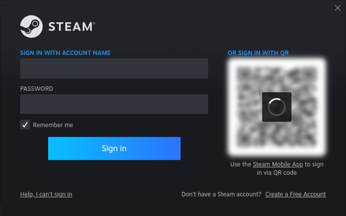 Steam after launch ( login window )