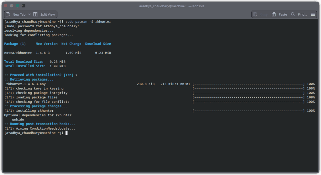 Kextcache utility interface showing package management and system cache updates.