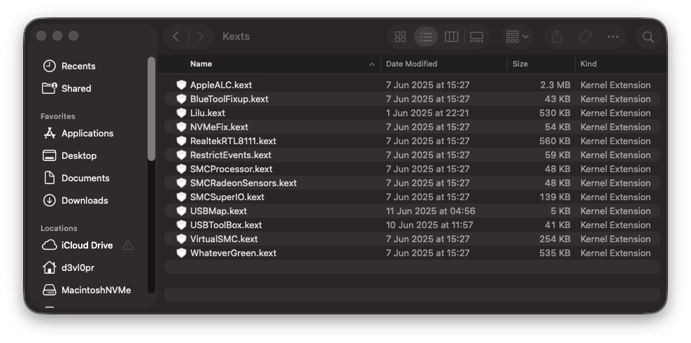 hackintosh kexts list