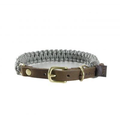 Molly and Stitch - "Touch of Leather" Halsband Grey