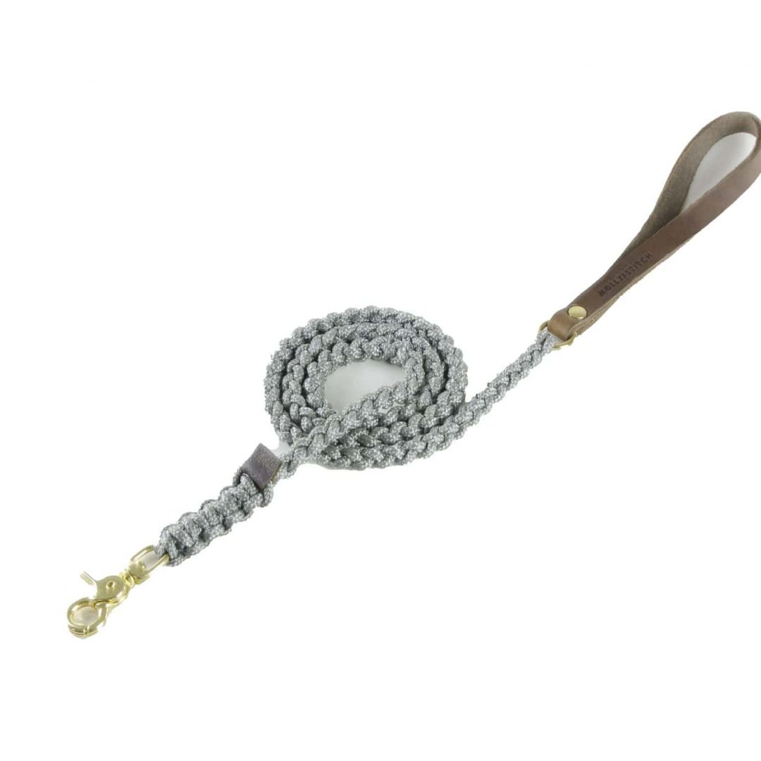 Molly and Stitch - "Touch of Leather" Hundeleine Grey