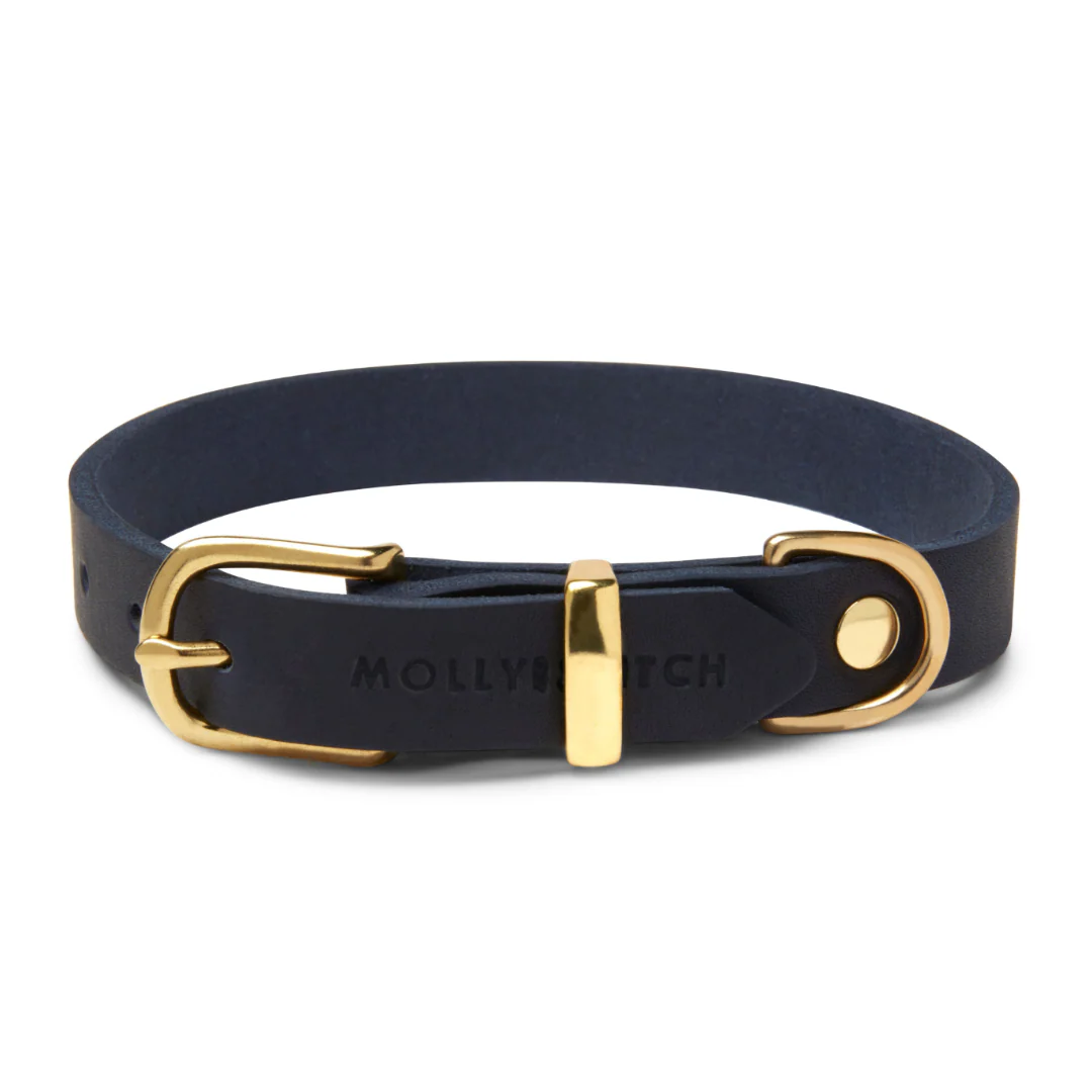 "Butter" Lederhalsband Navy