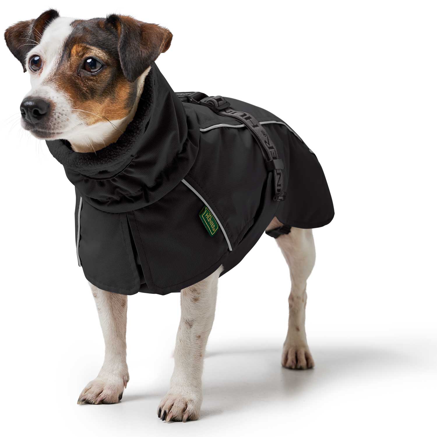 Hunderockschutz, wetterfeste Hundebekleidung für kaltes Wetter, wasserabweisend, in Schwarz, für Hunde, Kiezhund Hundeshop.