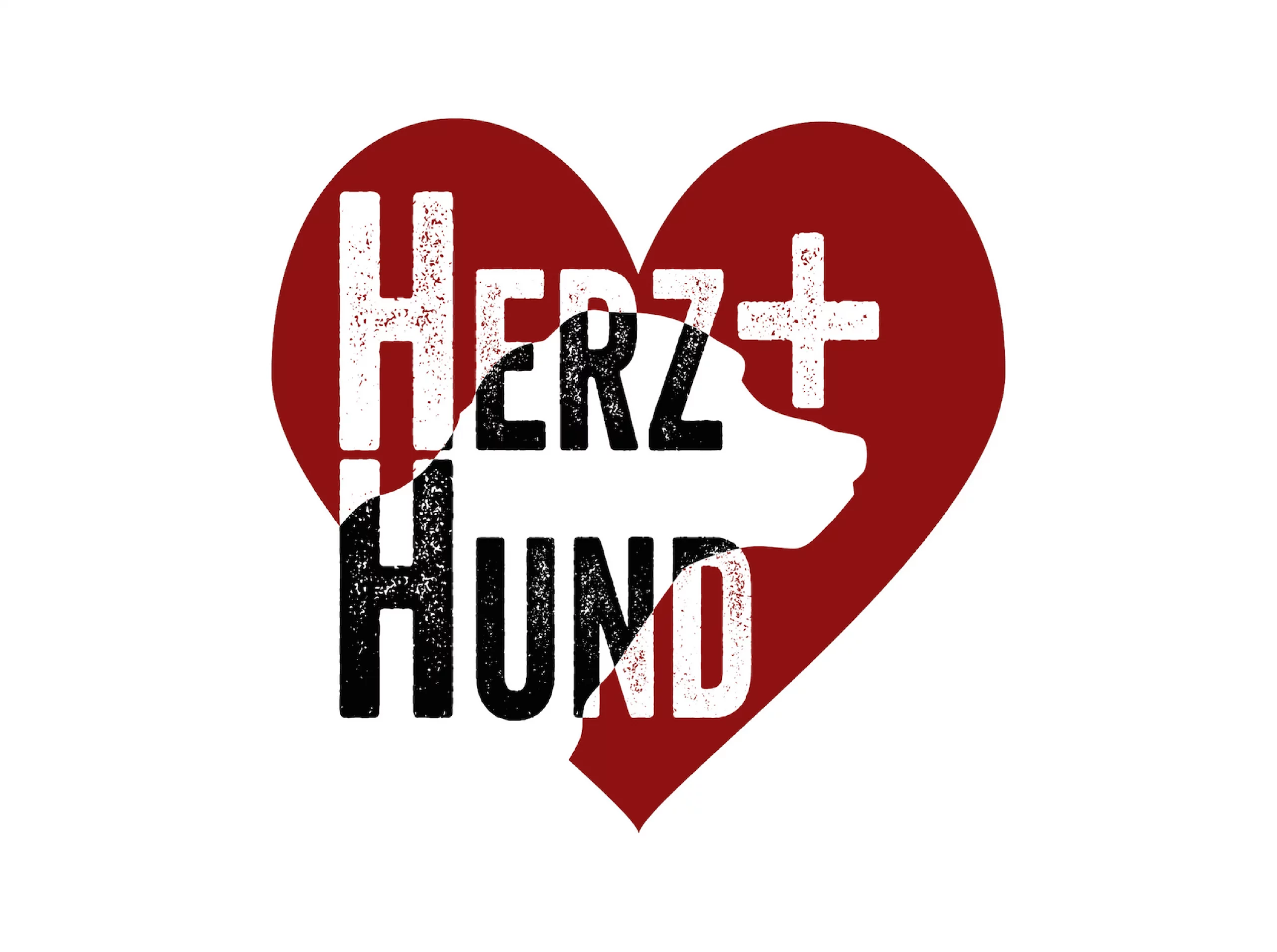 Herz+Hund Logo auf einer roten Liebeherz-Grafik, symbolisiert die Verbindung zwischen Hund und Mensch, ideal für Hundeshop, Hundezubehör und Hundetraining.