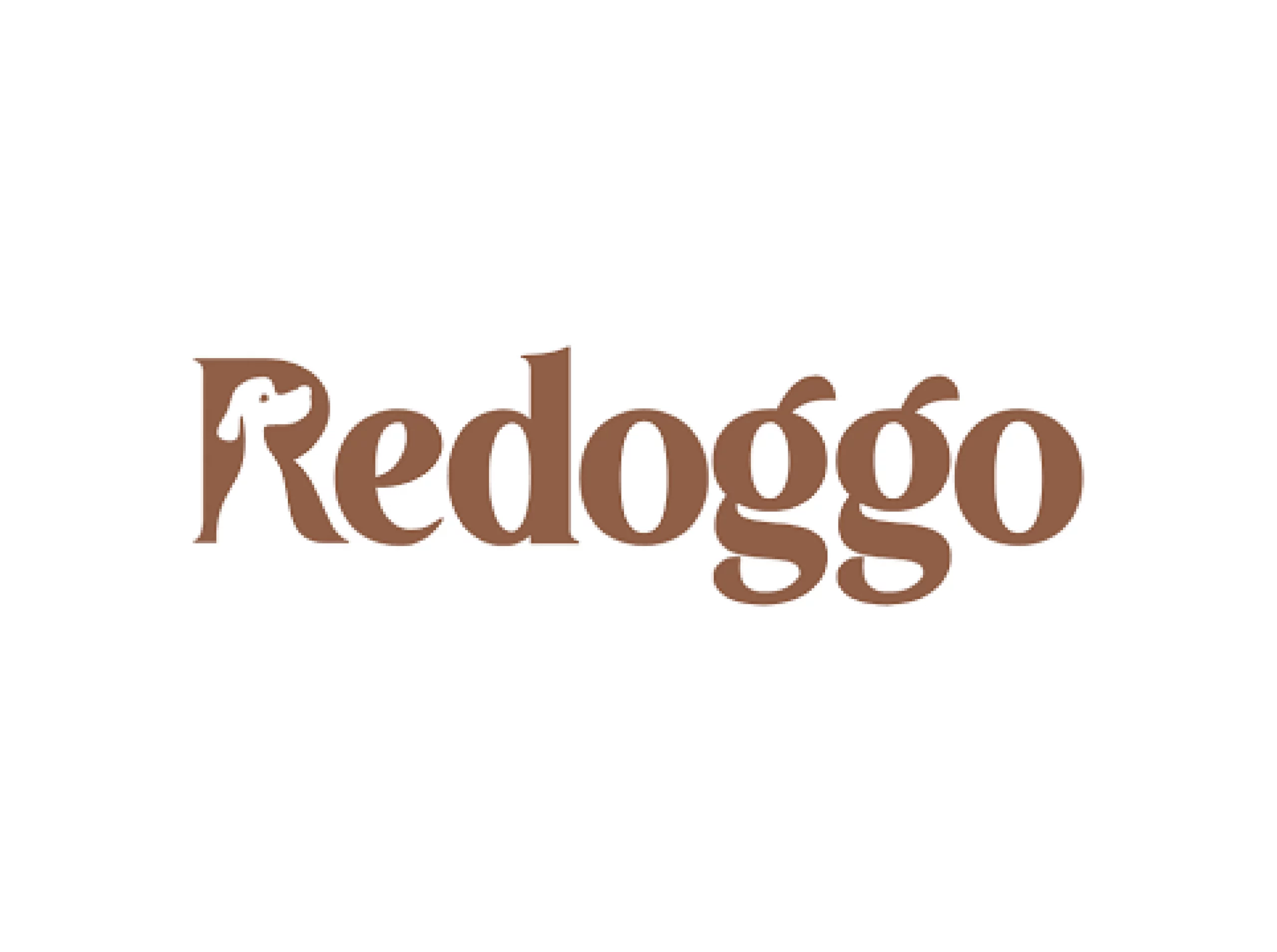 Hunde Shop Logo mit Hundemotiv und Markenname Redoggo für Hundezubehör und Hundebedarf.