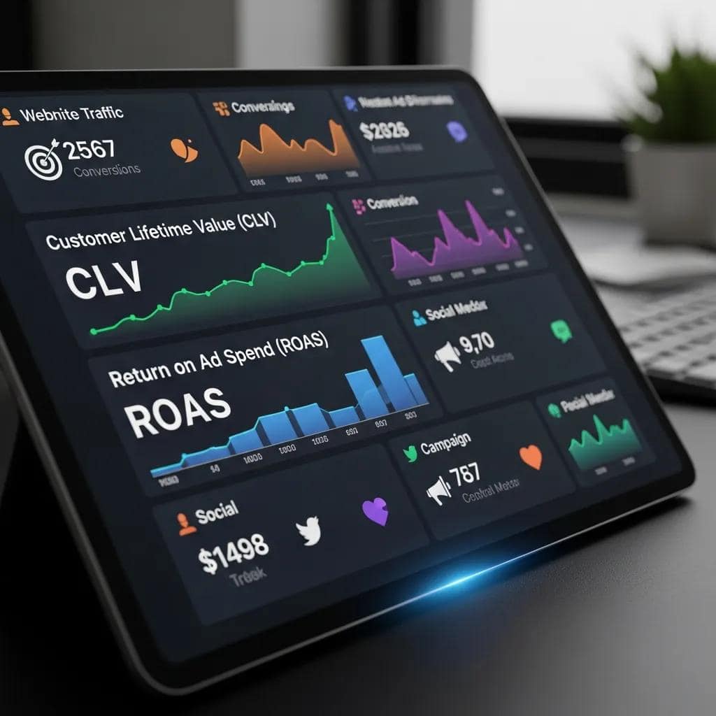 Maximizing ROI with Integrated Marketing Campaigns 2 Digital dashboard showcasing key marketing metrics for effective campaign measurement