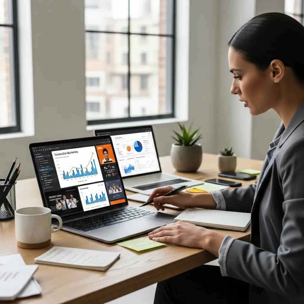 How to Choose the Right Marketing Agency for Your Business 2 Marketing professional evaluating agency experience through a portfolio review