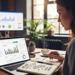 Digital marketing professional analyzing Google Ads performance in a modern workspace