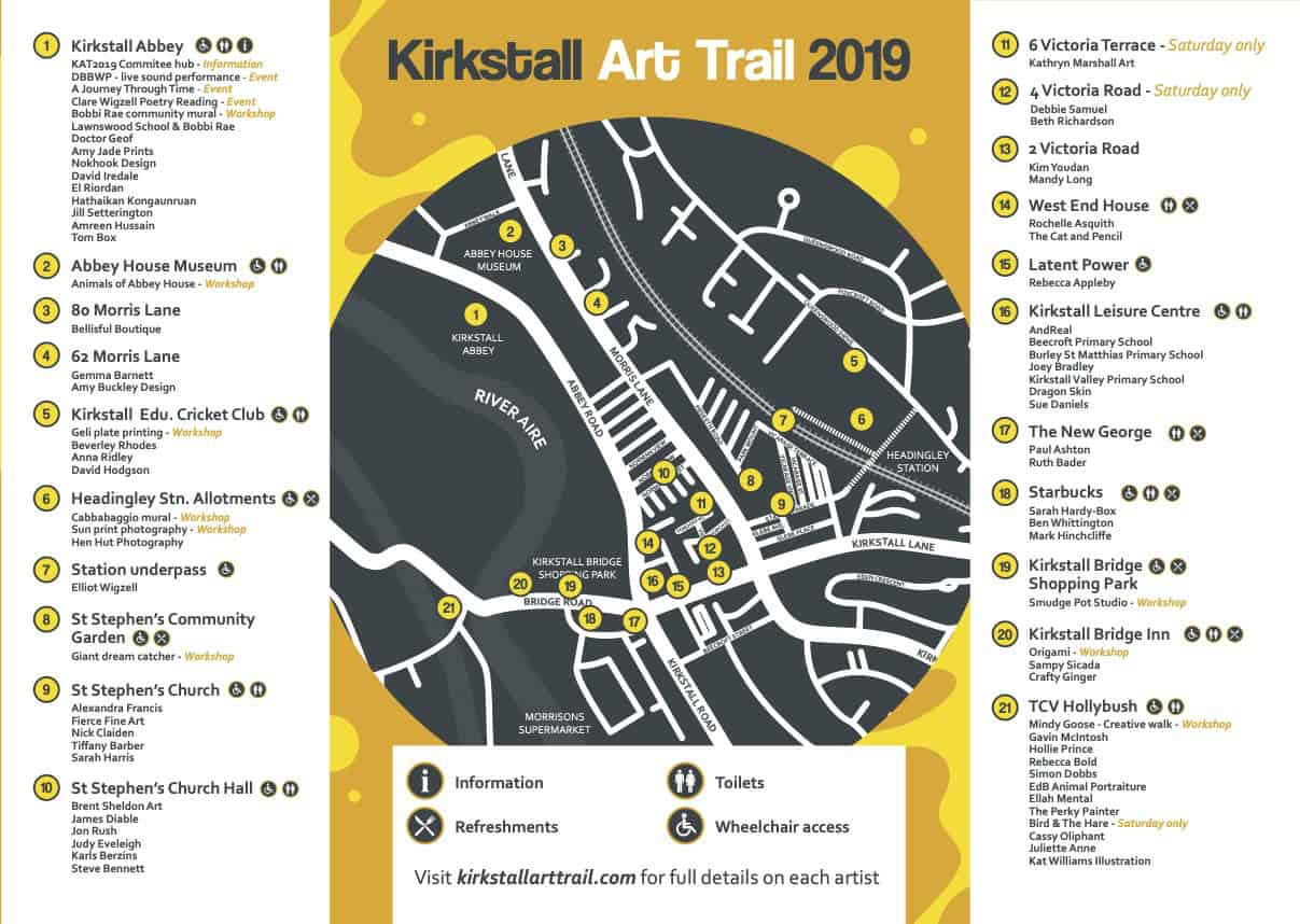 Kirkstall Art Trail 2019 map.