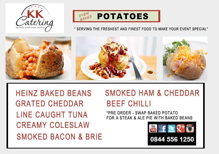 oven baked potato menu from kk catering