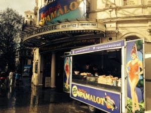 Spamalot West End catering and food stalls for events and performances in London.