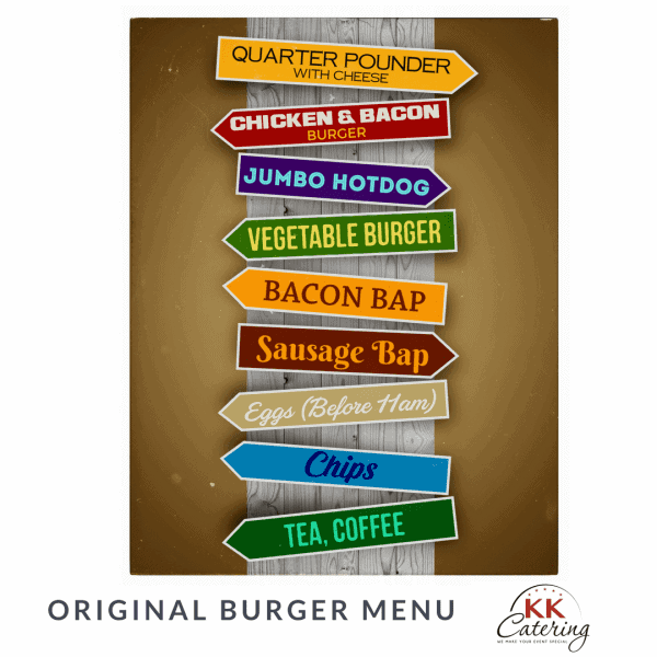 Crunchy chicken and bacon burger with fresh vegetables at KK Catering.