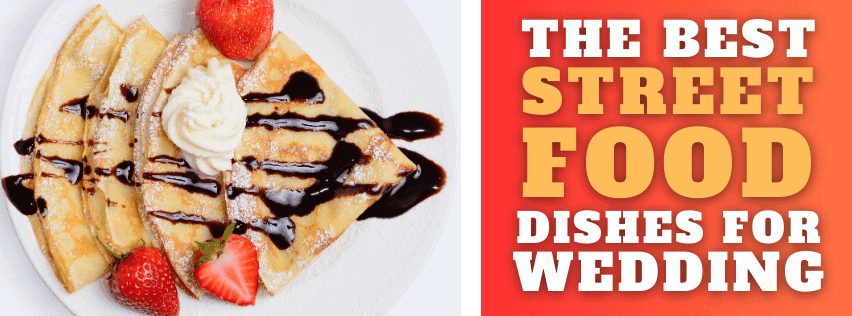 Crepe with strawberries, chocolate sauce, and cream - street food dessert in the UK.